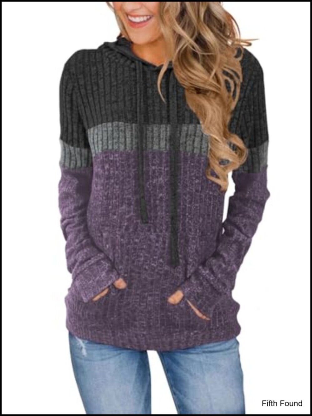 Cozy Colorblock Hoodie Women's Fall Fashion Knit Pullover